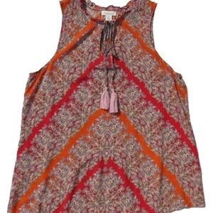 Sundance Red and Orange Sleeveless Blouse